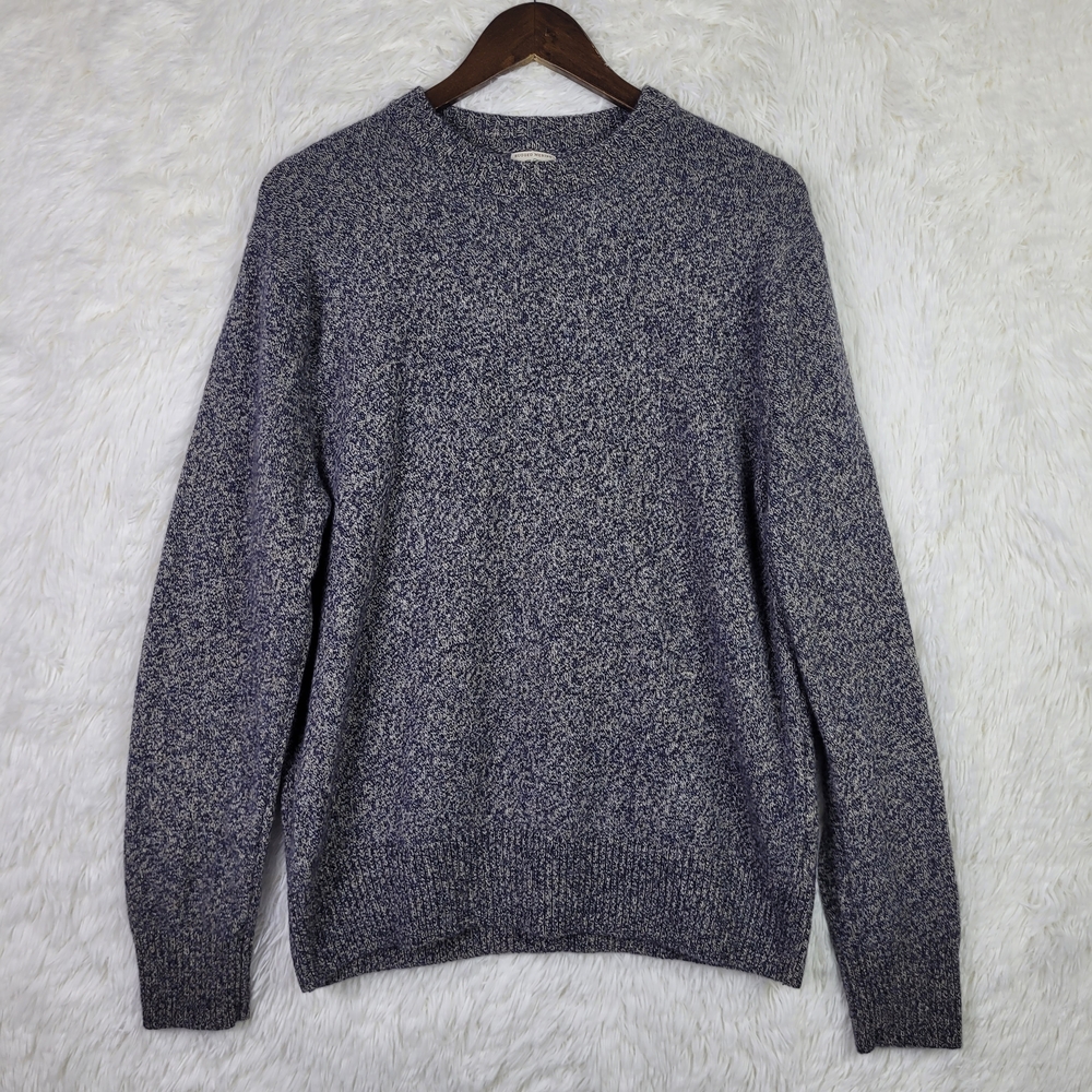 J Crew Mens XL Rugged Marled Gray Merino Wool Blend Slim Fit Sweater Preppy